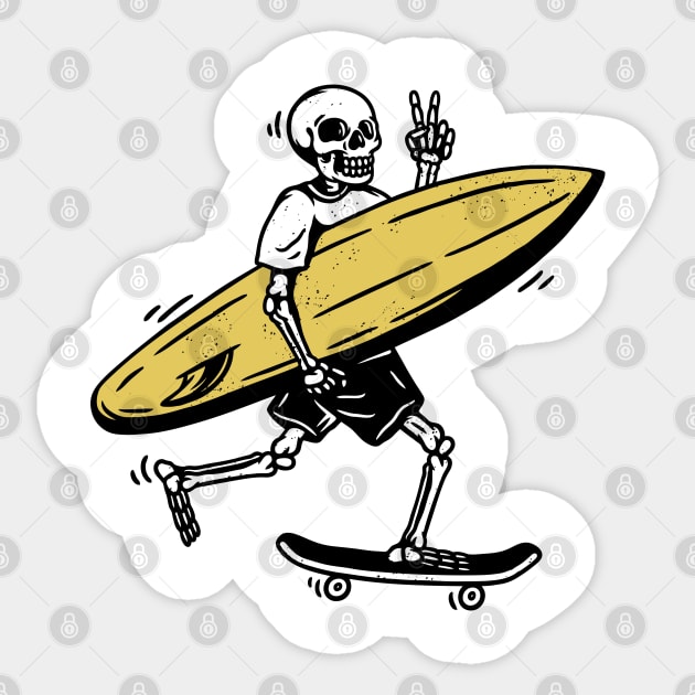 Surf Skeleton Sticker by Shankara